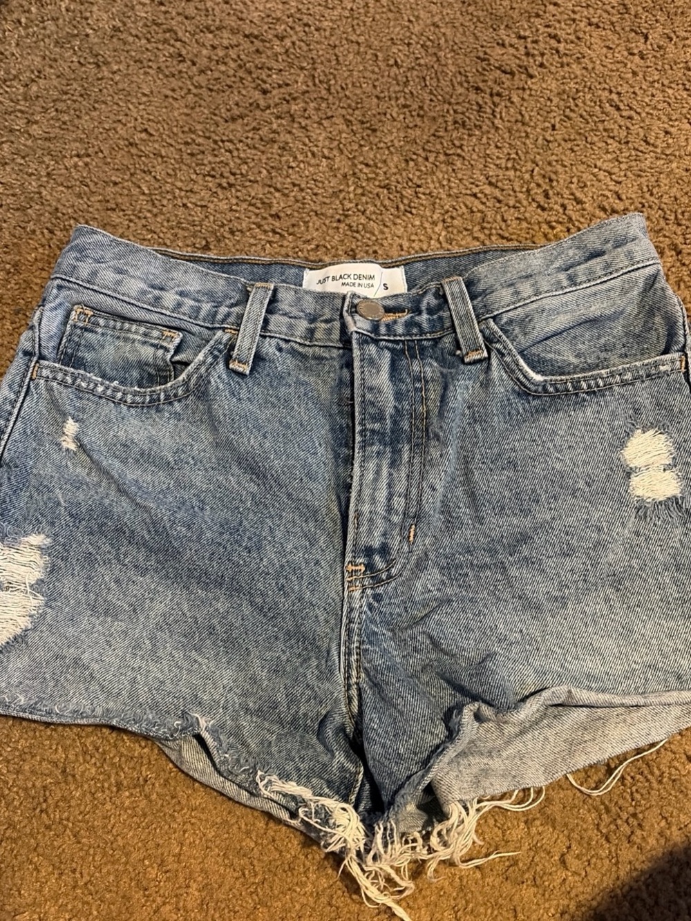 Just Black Light Blue Distressed Denim Shorts